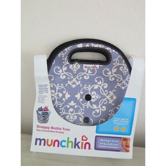 Munchkin Snappy Bottle Tote Expandable Neoprene Insulated Lunch Cooler Baby Bag - Picture 1 of 6